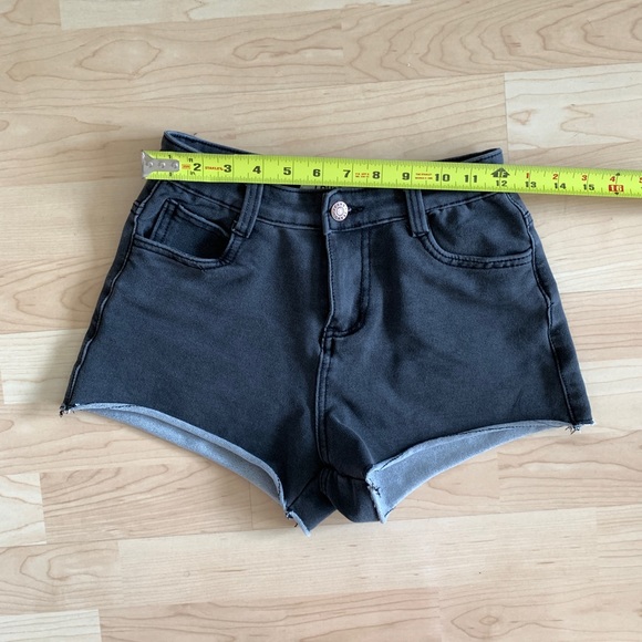 High Rise Stretchy Charcoal Grey Denim Shorts - Picture 7 of 8